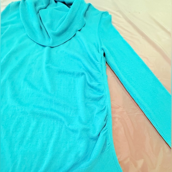 Etcetera by Blue/Green Asymmetrical Cowl Neck Sweater Size M/L - Picture 4 of 7